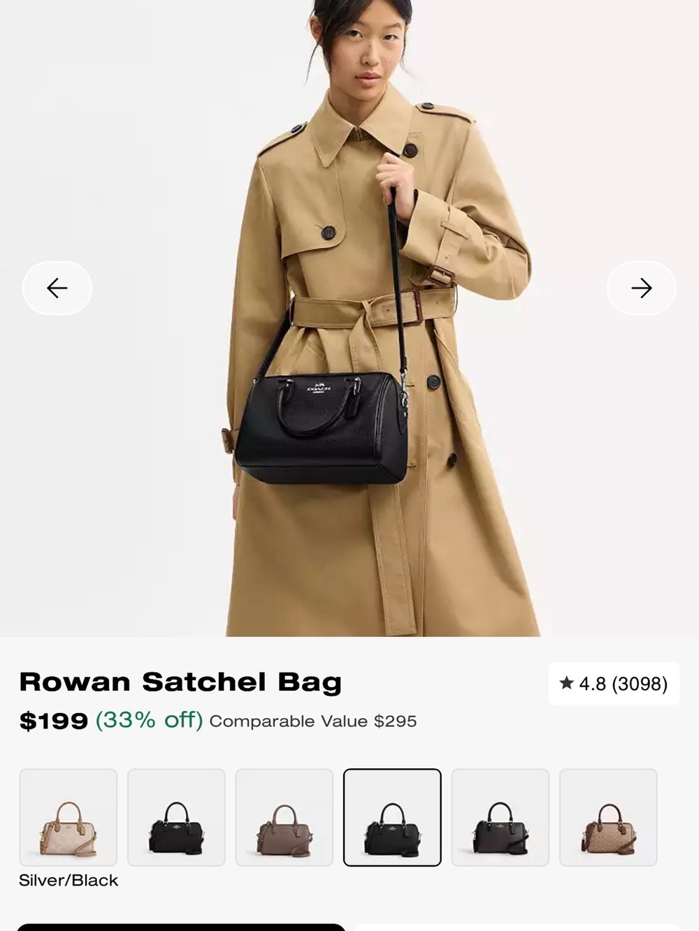 NWT Authentic Coach Rowan Satchel Black/Silver- Priced to Sell - Picture 9 of 11